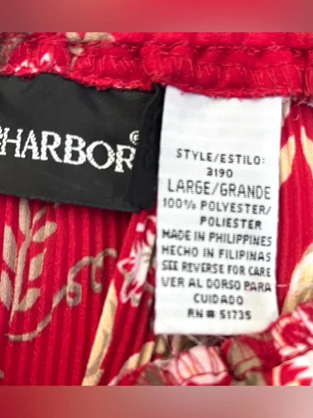 Sag Harbor Women’s Vintage Red Floral Polyester Accordian Pleated Midi Skirt L - Picture 8 of 16